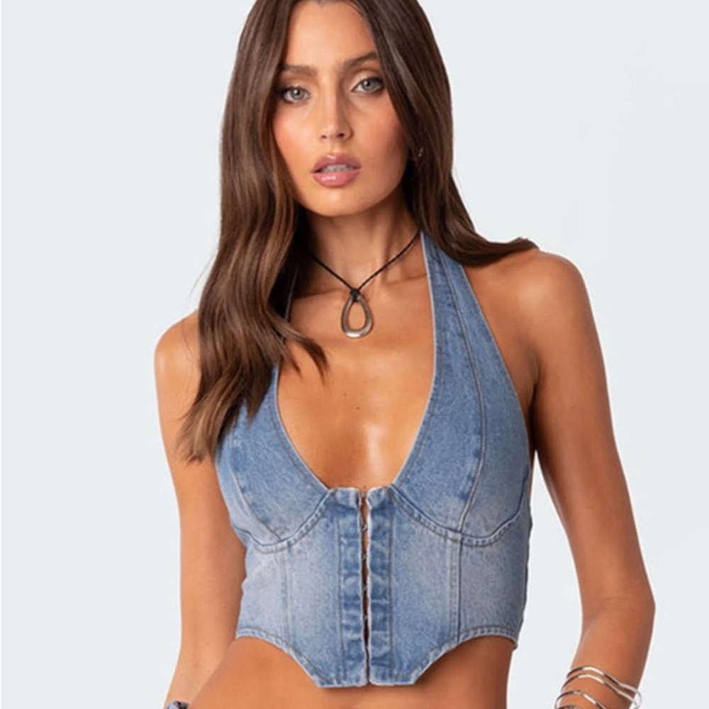 AS SEEN ON TIKTOK Katrina Lace Up Denim Corset size XL